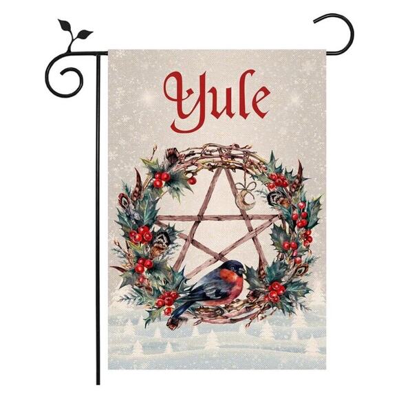 Yule Garden Flag Wiccan Pagan Witch Themed Party Decoration Winter Solstice NEW - Picture 1 of 4